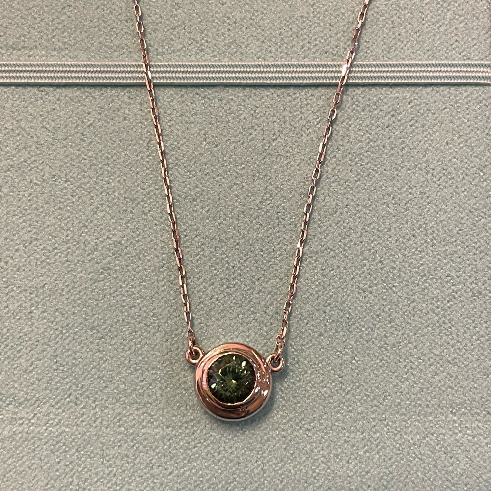 Platinum Tourmaline Solitaire Pendant Bezel Set EXCELLENT